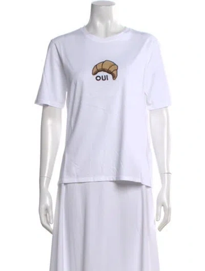Pre-owned Kule Graphic Print Crew Neck T-shirt In White