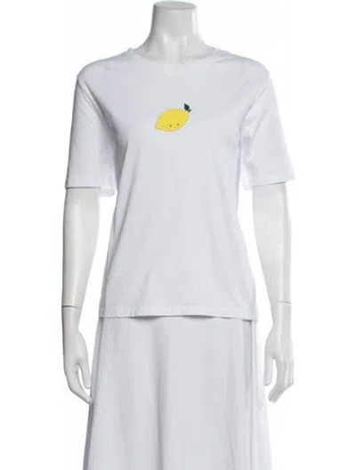 Pre-owned Kule Graphic Print Crew Neck T-shirt In White