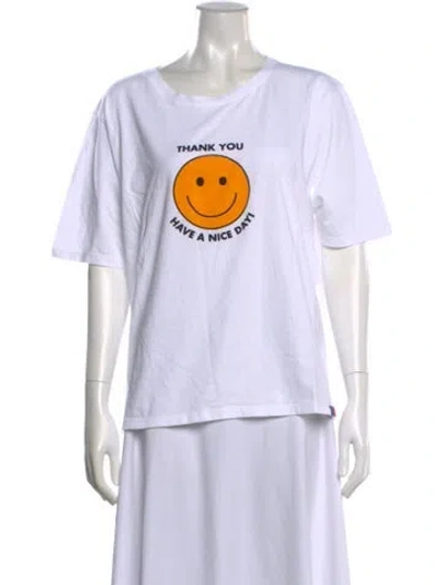 Pre-owned Kule Graphic Print Crew Neck T-shirt In White