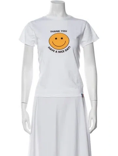Pre-owned Kule Graphic Print Crew Neck T-shirt In White