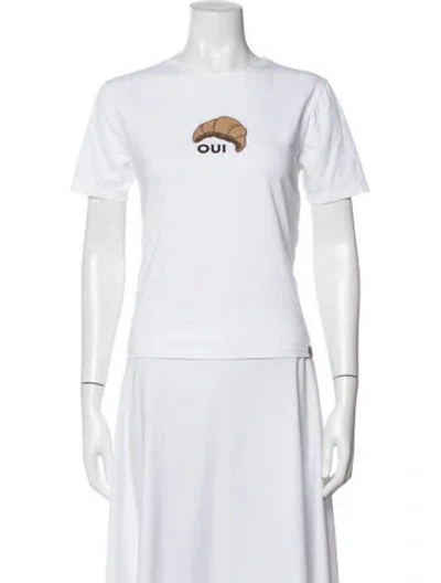 Pre-owned Kule Graphic Print Crew Neck T-shirt In White