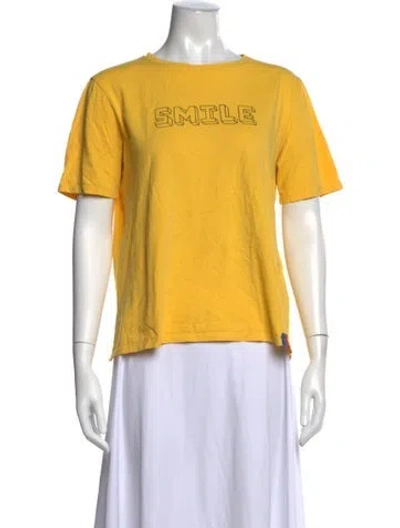 Pre-owned Kule Graphic Print Crew Neck T-shirt In Yellow