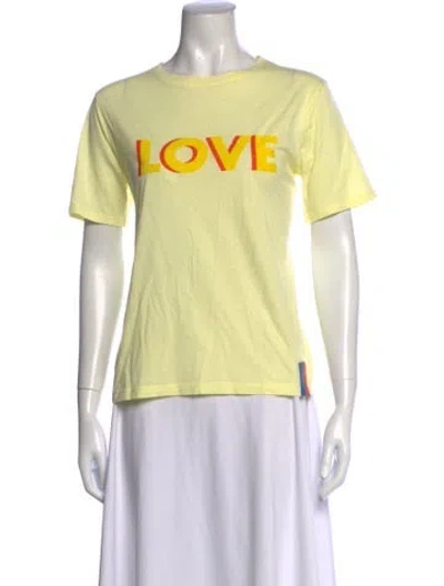 Pre-owned Kule Graphic Print Crew Neck T-shirt In Yellow
