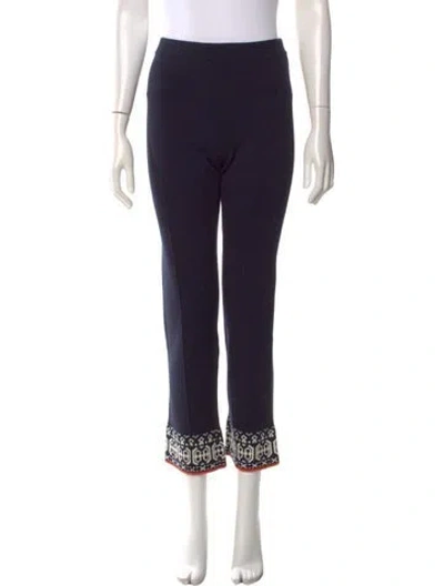 Pre-owned Kule Graphic Print Straight Leg Pants In Blue