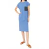 Kule Honor Stripe Midi Dress In Denim/white In Blue