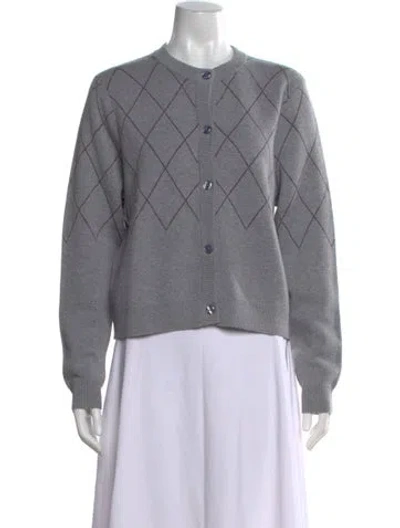 Pre-owned Kule Houndstooth Print Crew Neck Sweater In Gray