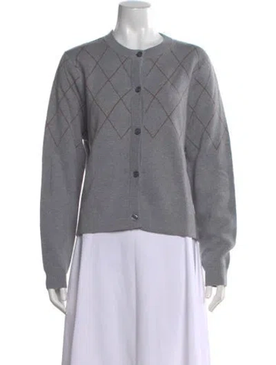 Pre-owned Kule Houndstooth Print Crew Neck Sweater In Gray