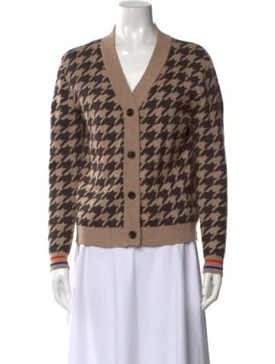 Pre-owned Kule Houndstooth Print V-neck Sweater In Neutral