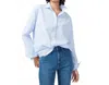 Kule Hutton Oversized Shirt In White/ Sky In Blue