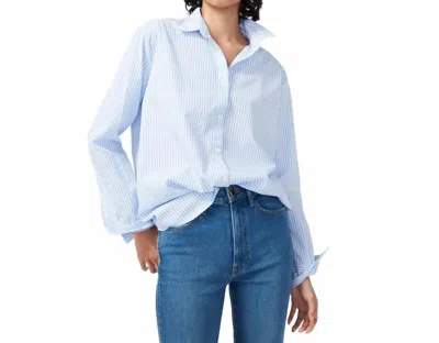 Kule Hutton Oversized Shirt In White/ Sky In Blue