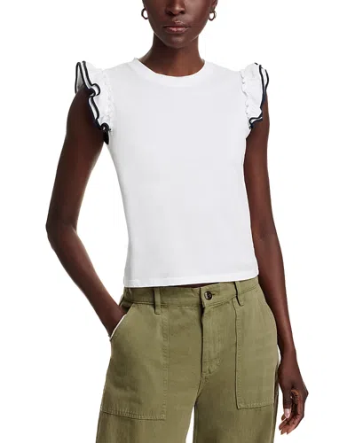 Kule Kiki Ruffle Sleeve Top In White/navy
