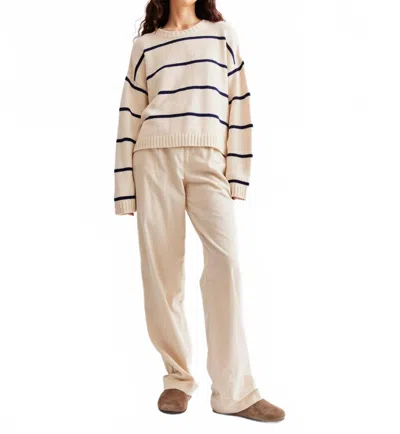 Kule Lena Long Sleeve Top In Cream/navy In Neutral