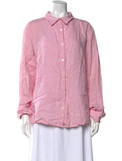 Pre-owned Kule Linen Long Sleeve Button-up Top In Pink