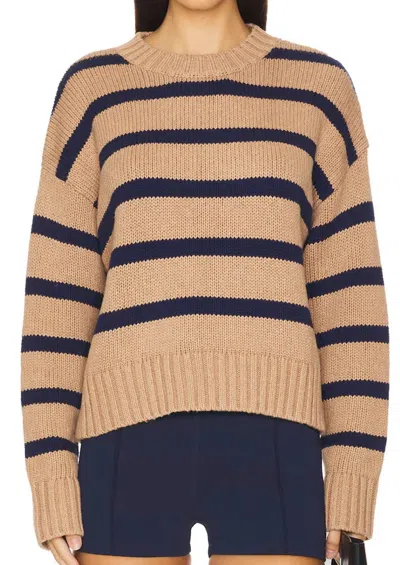 Kule Liv Pulver Jersey Top In Toffee/navy In Brown