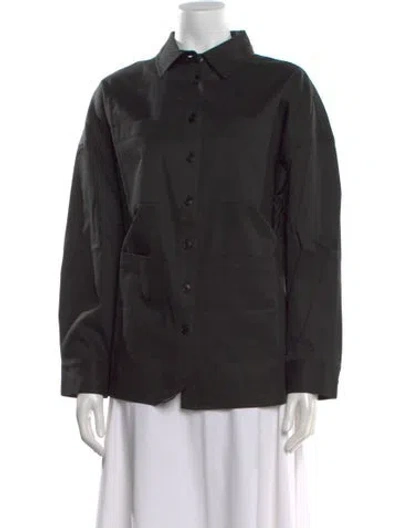 Pre-owned Kule Long Sleeve Button-up Top In Black