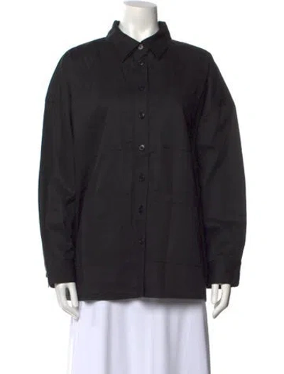 Pre-owned Kule Long Sleeve Button-up Top In Black