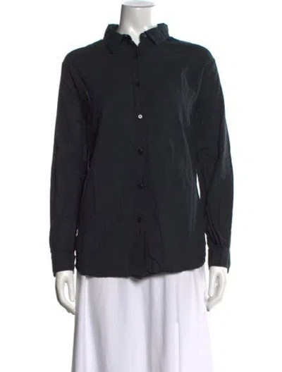 Pre-owned Kule Long Sleeve Button-up Top In Black