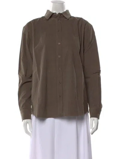 Pre-owned Kule Long Sleeve Button-up Top In Neutral