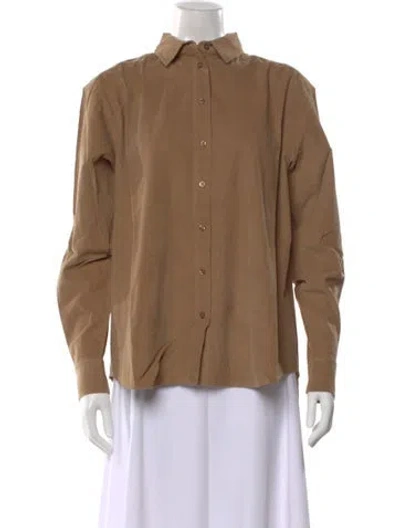 Pre-owned Kule Long Sleeve Button-up Top In Neutral
