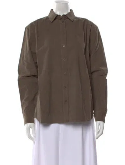 Pre-owned Kule Long Sleeve Button-up Top In Neutral