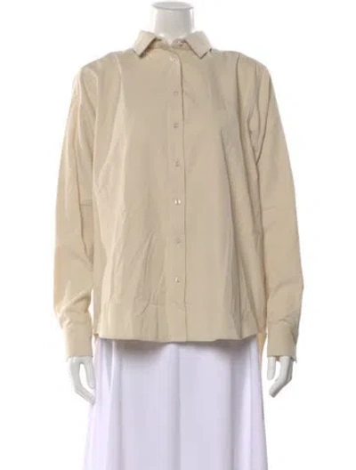 Pre-owned Kule Long Sleeve Button-up Top In Neutral