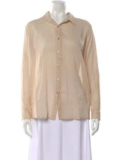 Pre-owned Kule Long Sleeve Button-up Top In Neutral