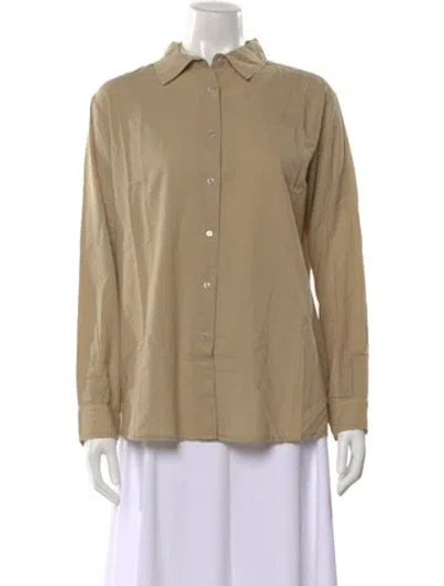 Pre-owned Kule Long Sleeve Button-up Top In Neutral
