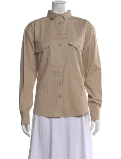 Pre-owned Kule Long Sleeve Button-up Top In Neutral