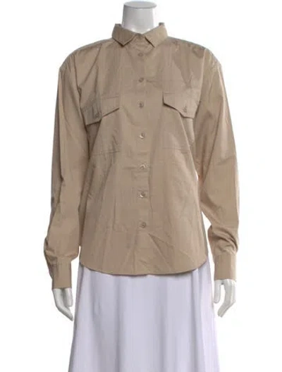 Pre-owned Kule Long Sleeve Button-up Top In Neutral