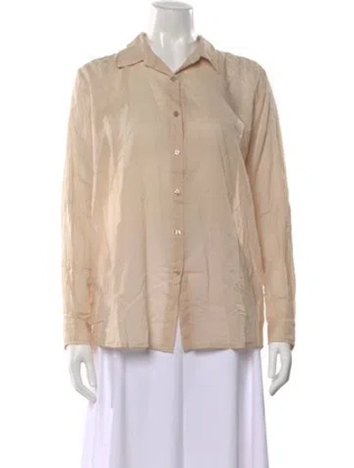 Pre-owned Kule Long Sleeve Button-up Top In Neutrals