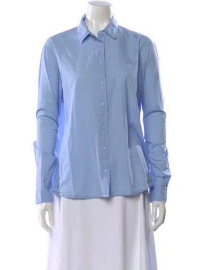 Pre-owned Kule Long Sleeve Button-up Top W/ Tags In Blue