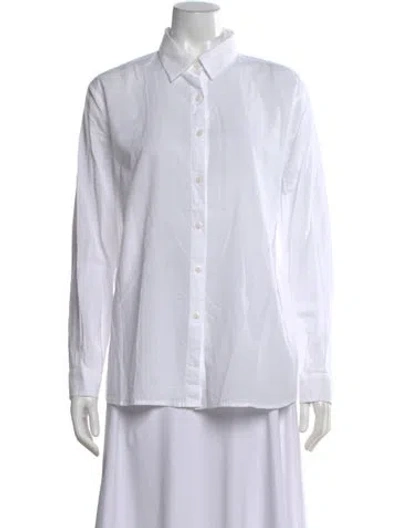 Pre-owned Kule Long Sleeve Button-up Top In White