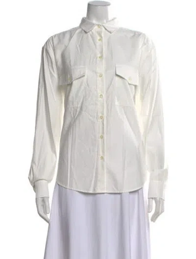 Pre-owned Kule Long Sleeve Button-up Top In White