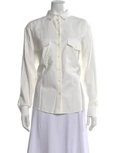 Pre-owned Kule Long Sleeve Button-up Top In White
