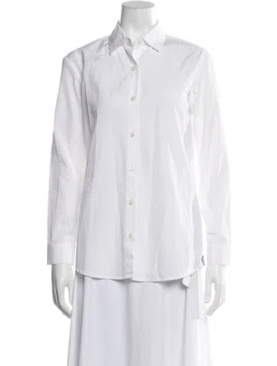 Pre-owned Kule Long Sleeve Button-up Top In White