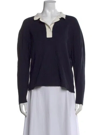 Pre-owned Kule Long Sleeve Polo In Blue