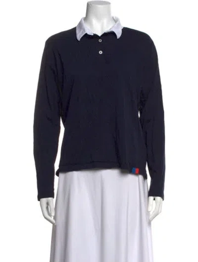 Pre-owned Kule Long Sleeve Polo In Blue