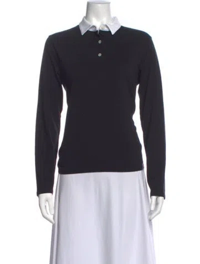 Pre-owned Kule Long Sleeve Polo In Blue