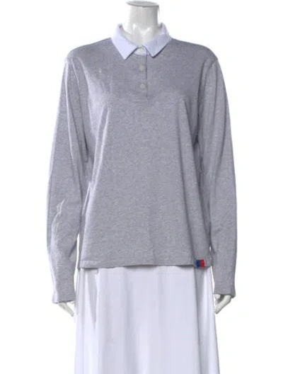 Pre-owned Kule Long Sleeve Polo In Gray