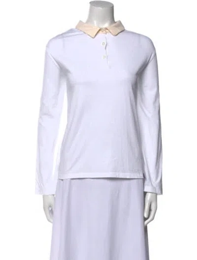 Pre-owned Kule Long Sleeve Polo In White