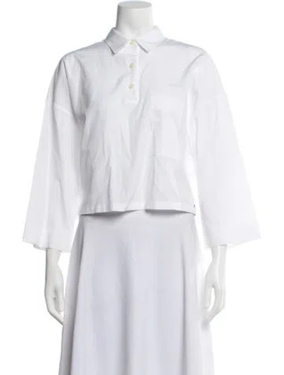 Pre-owned Kule Long Sleeve Polo In White