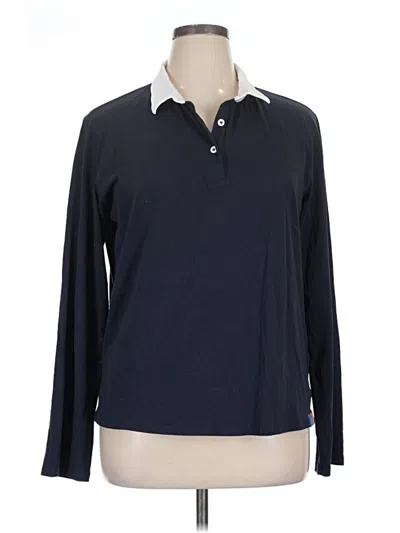 Pre-owned Kule Long Sleeve Top Blue Collared Neckline Tops