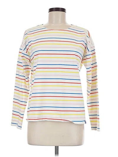 Pre-owned Kule Long Sleeve Top White Stripes Pattern Boatneck Tops