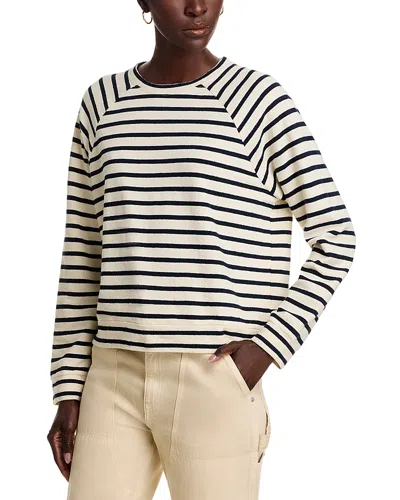 Kule Loopback Franny Stripe Sweatshirt In Navy/cream