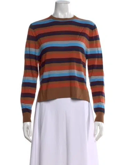 Pre-owned Kule Merino Wool Striped Sweater In Brown