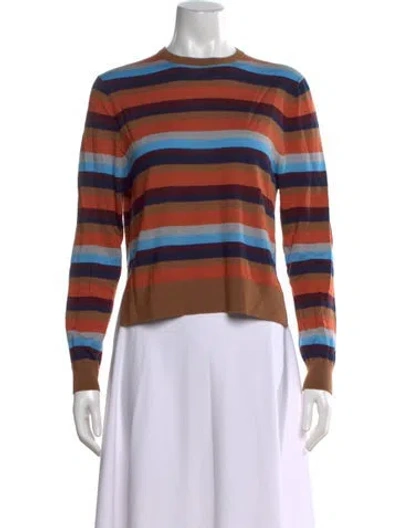 Pre-owned Kule Merino Wool Striped Sweater In Brown