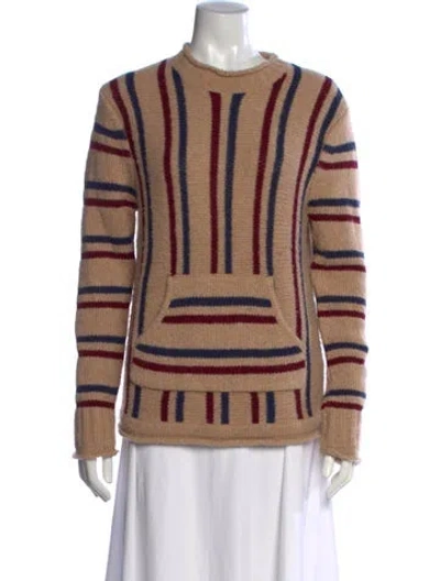 Pre-owned Kule Merino Wool Striped Sweater In Brown
