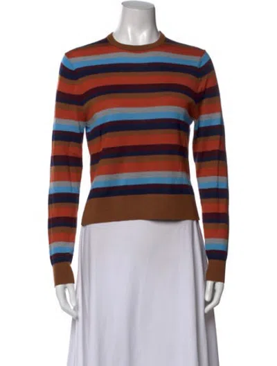 Pre-owned Kule Merino Wool Striped Sweater In Orange