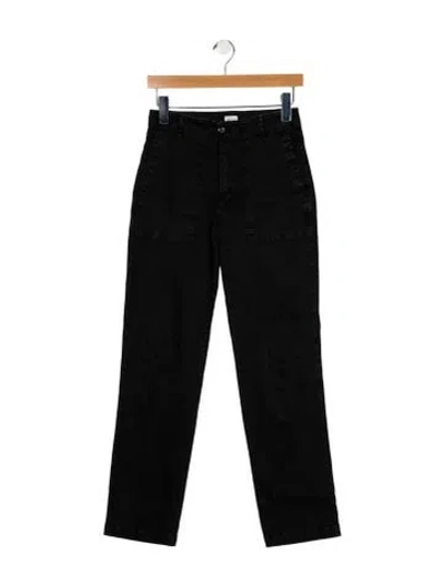 Pre-owned Kule Mid-rise Straight Leg Jeans In Black