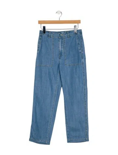 Pre-owned Kule Mid-rise Straight Leg Jeans In Blue